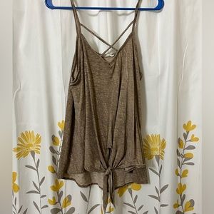 Flowy Tie Front Brown Tank Top